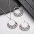 Boho Silver Necklace & Earrings Set – Carved Round Pendant