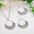 Boho Silver Necklace & Earrings Set – Carved Round Pendant