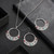 Boho Silver Necklace & Earrings Set – Carved Round Pendant