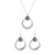 Boho Silver Necklace & Earrings Set – Carved Round Pendant