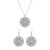 Boho Silver Necklace & Earrings Set – Carved Round Pendant