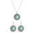 Boho Silver Necklace & Earrings Set – Carved Round Pendant