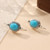 Vintage Turquoise Oval Dangle Earrings