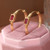 Square Hoop Earrings with Red Stones