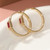 Square Hoop Earrings with Red Stones