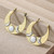 Elegant Carved Moon Gold Hoop Earrings for Women