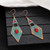 Premium Red Stone Carved Metal Earrings for Boho Fashion
