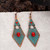 Premium Red Stone Carved Metal Earrings for Boho Fashion