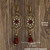 Vintage Gold Square Red Stone Pearl Earrings