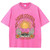 Acid Wash Oversized Women’s T-Shirt – Sun Graphic Casual Tee