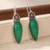Vintage Silver Green Stone Dangle Earrings