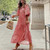 Boho Loose Geometry Printed Puff Sleeve Long Dress