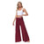 Green Boho Lace Up Bow Pleated Cotton Trouser