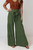 Green Boho Lace Up Bow Pleated Cotton Trouser