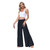 Boho Solid Lace Up Bow Pleated Cotton Wide Leg Pants