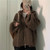 Oversize Knitted Cardigan Hooded Twist Crochet Sweater