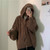 Oversize Knitted Cardigan Hooded Twist Crochet Sweater