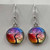 Tree of Life Glass Silver Plated Hook Earrings