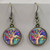 Tree of Life Glass Silver Plated Hook Earrings