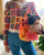 Vintage Colored Plaid Flower Hand Crochet Cardigan