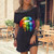 Casual Black Color Vintage Print Women Dress-Medium Size