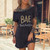 Casual Black Color Vintage Print Women Dress-Medium Size