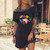 Casual Black Color Vintage Print Women Dress-Medium Size