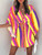 Boho Summer Print Lace Up Button Batwing Sleeve Dress