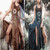 Vintage Gothic Medieval Renaissance V-Neck Slit Dress (Dark Grey)
