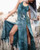 Vintage Gothic Medieval Renaissance V-Neck Slit Dress (Dark Grey)