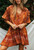 Women Orange  Lantern Sleeve Floral Tassel Mini Dress
