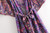 Purple Boho Vintage Floral V Neck Rayon Kimono Maxi Robe
