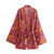Red Boho Floral Sashes Kimono Batwing Sleeves Short Robe