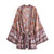 Vintage Boho Sashes Kimono V Neck Batwing Sleeves Happie Robe