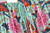 Vintage Peacock Floral Tassel Elastic Waist Rayon Maxi Skirt