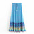 Boho Floral Peacock Print High Elastic Waist Rayon A-Line Skirt