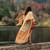Boho Yellow Floral Sashes Batwing Sleeve Maxi Robe