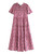 Women Elastic Ruched Shoulder Rose Pink Floral Dress
