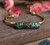 Copper Wire Wrapped Stone Nugget Beads Open Cuff Bangle Bracelet