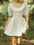 Retro Flower Spliced Lace Square Collar Puff Sleeve Mini Dress