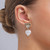 White Imitation Pearl Hammered Metal Circle Earrings