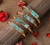 Turquoises Stone Slab Beads Open Cuff Bangle Bracelet