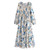 Ethnic Floral Long Sleeve V-Neck Elastic Rayon Maxi Dress