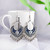 Retro Blue Flower Tassel Drop Earrings