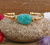 Flash Labradorite Stone Gold Copper Bangle Cuff Bracelet