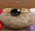 Flash Labradorite Stone Gold Copper Bangle Cuff Bracelet