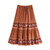 Bohemian Stream Flower Stitching Ruched Ruffle Hem Swing Skirt