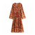 Boho Floral Long Sleeve Tassel Deep V-neck Maxi Dress