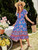 Boho Floral Bat Sleeve Button V Neck Tassel Maxi Dress