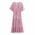 Boho Floral V Neck Button Tassel Maxi Dress